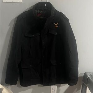 Guess Black Jacket with Yellowstone Emblem Size Large